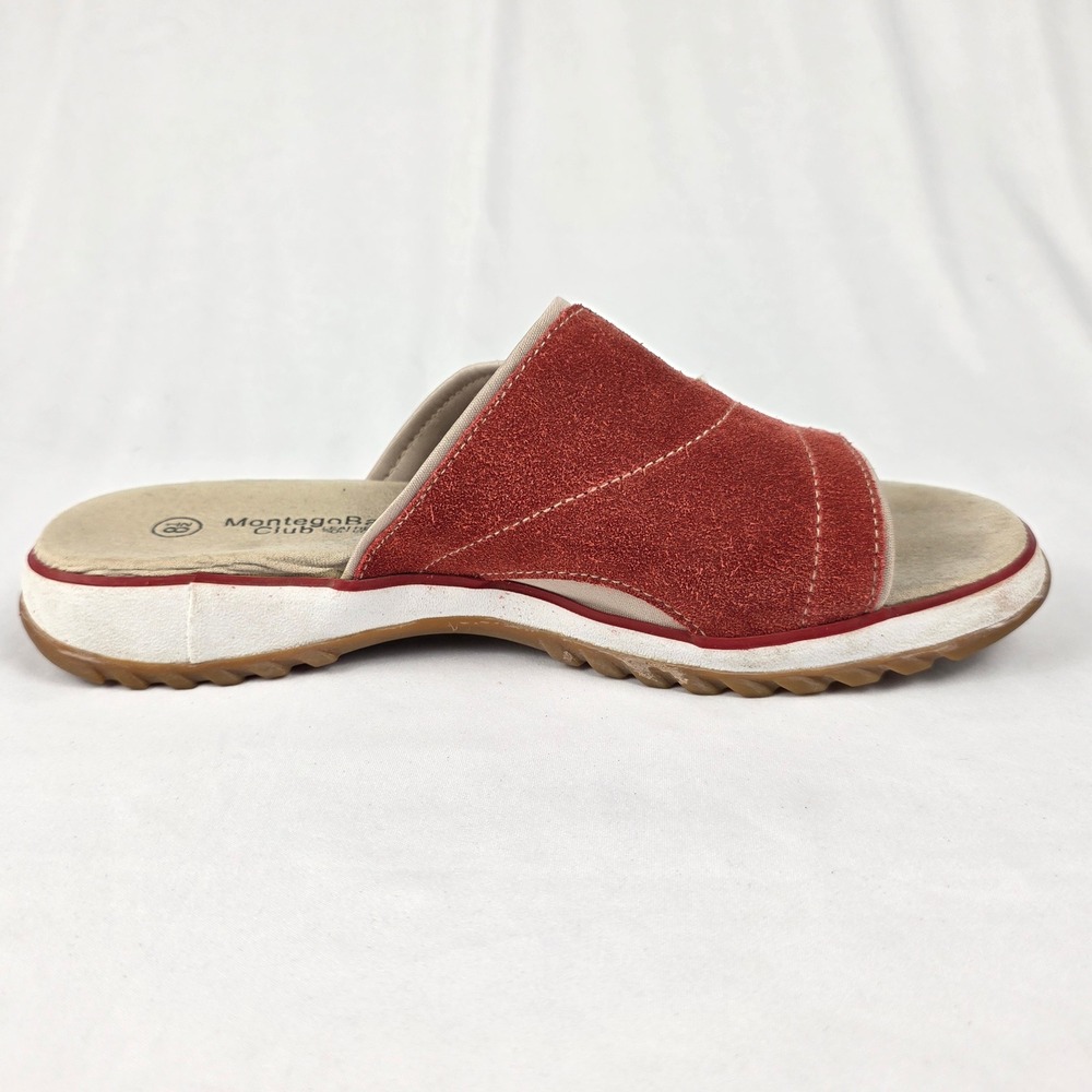 Montego Bay Club Womens‎ Rust Red Suede Slip On Slide Sandals Size 8.5 - Picture 7 of 11